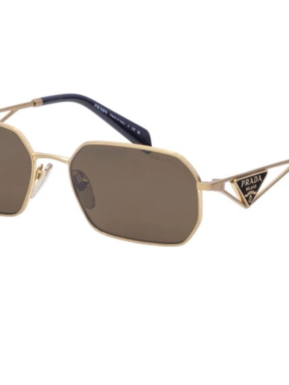 Prada Gold Metal Sunglasses with Brown Lenses